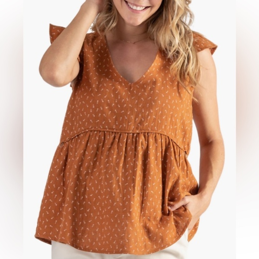 Suzanne Maternity / Nursing Orange Sleeveless Zipper Top (has tiny cute carrots)